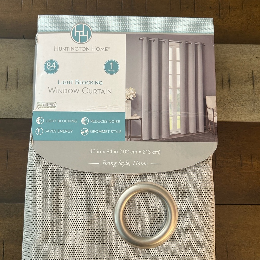 Huntington Home Light Blocking Gray Curtain Panel NWT  40inW x 84in L
